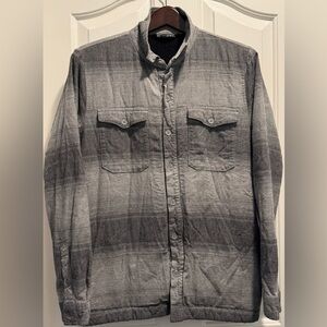 TravisMathew Gray Flannel Shacket Jacket Mens Medium Fleece Lined Button Front